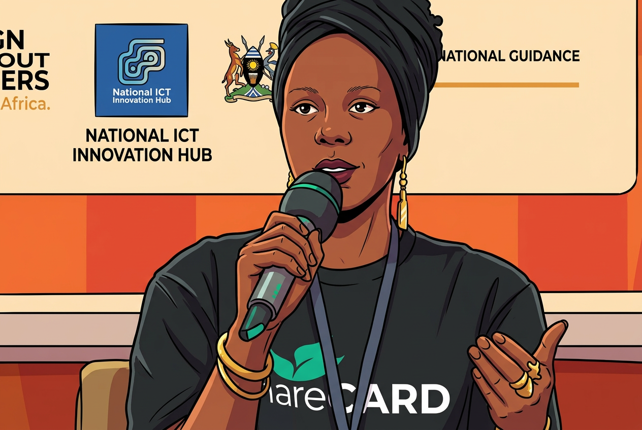 A ShareCARD representative speaking on a panel at a national ICT innovation event