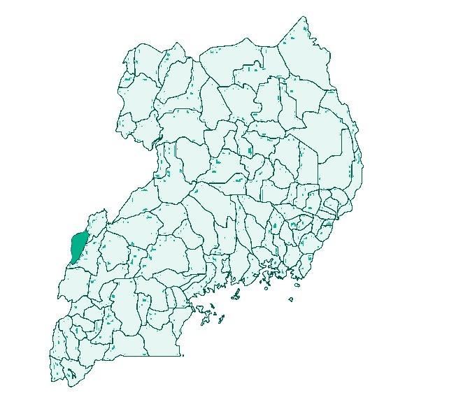 Map of Uganda showing ShareCARD's active coverage districts