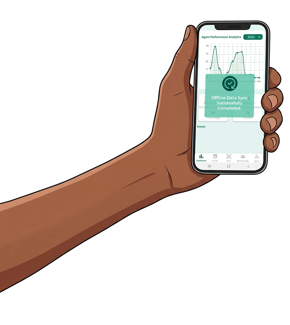 The ShareCARD Agent App running on a phone in the field