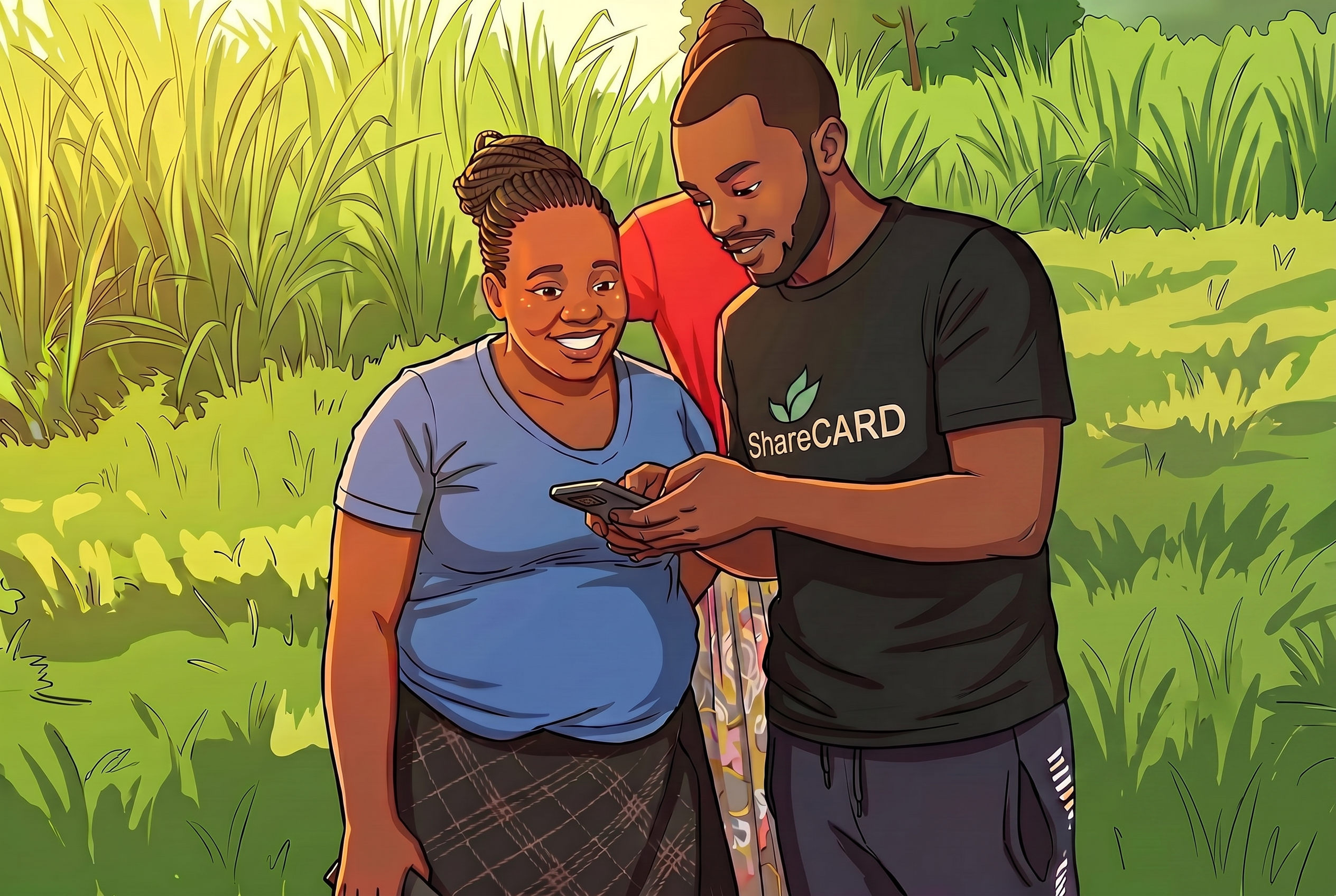 A ShareCARD field agent profiling a Nyaravur cooperative member on the app