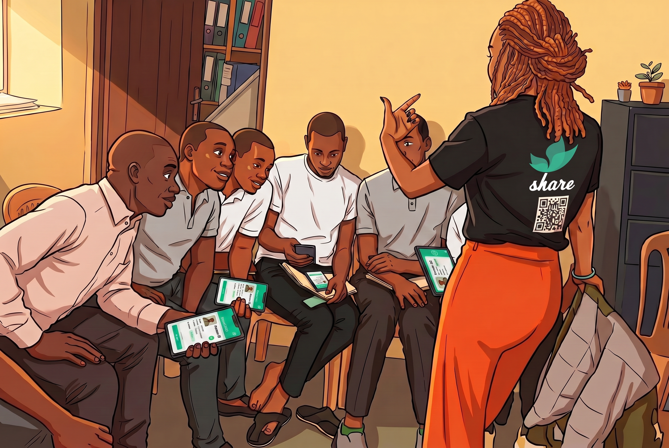 A ShareCARD trainer taking MADFA field agents through the app during a training session