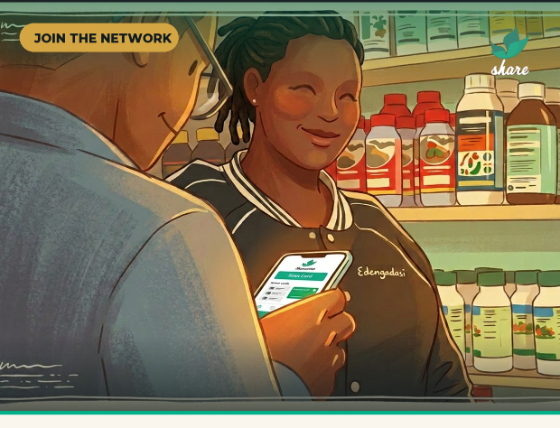 An agro-dealer scanning a farmer's card to broker a verified sale