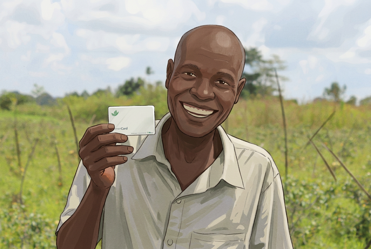 Farmer holding his FarmerCARD